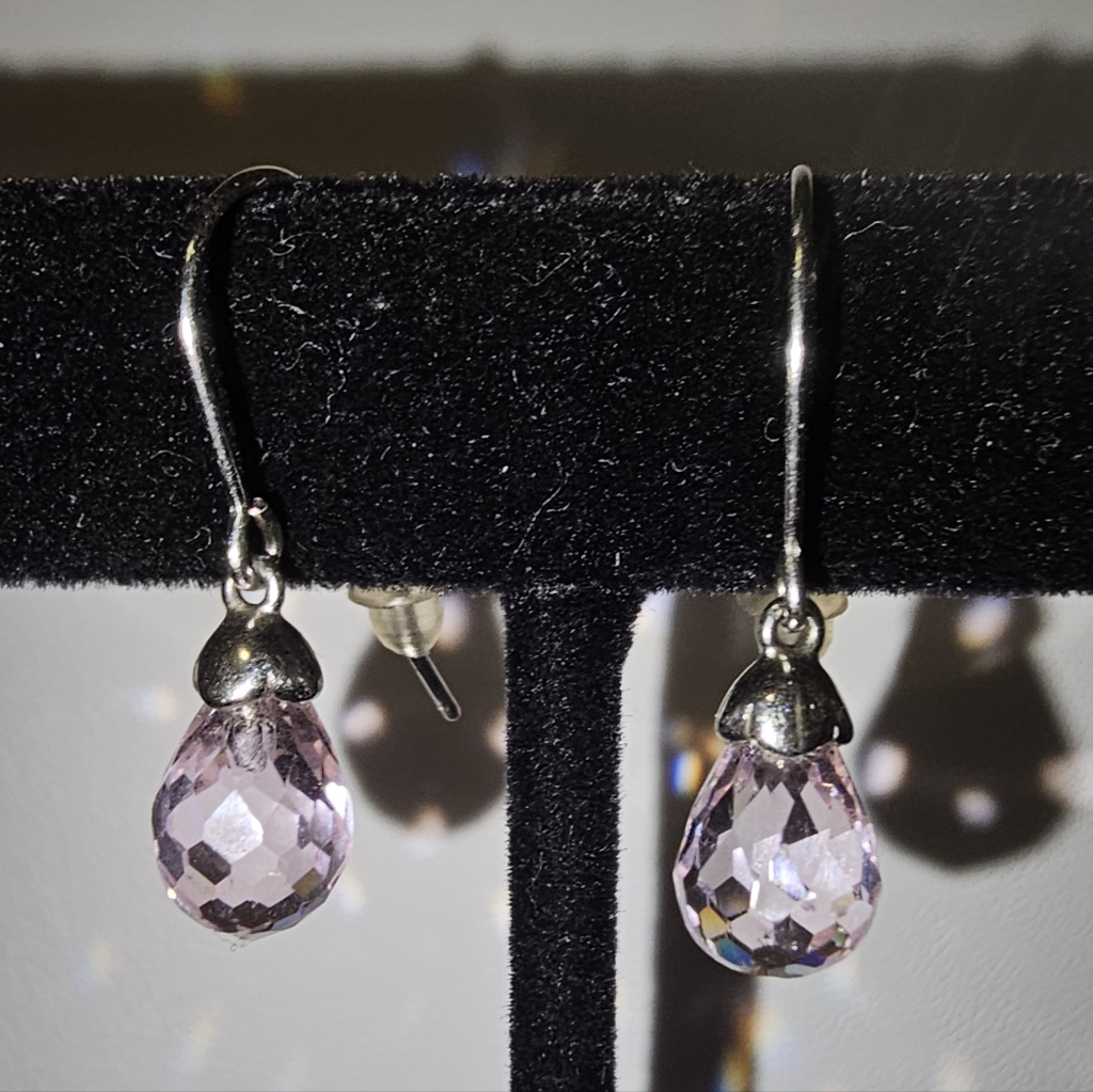 Vtg Ross Simon Pink Crystal Sterling Earrings 15$